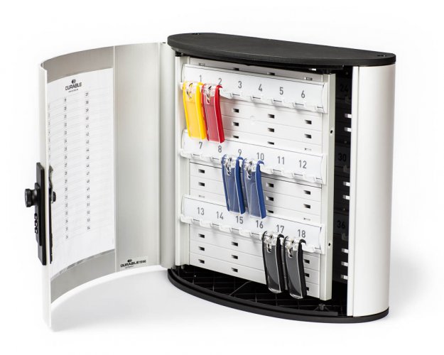 Avainkaappi numerolukolla Durable 36 avaimelle,  avainkaapissa on numeroidut korkeussäädettävät koukut, lukolliset avainkaapit hinta tarjouksessa