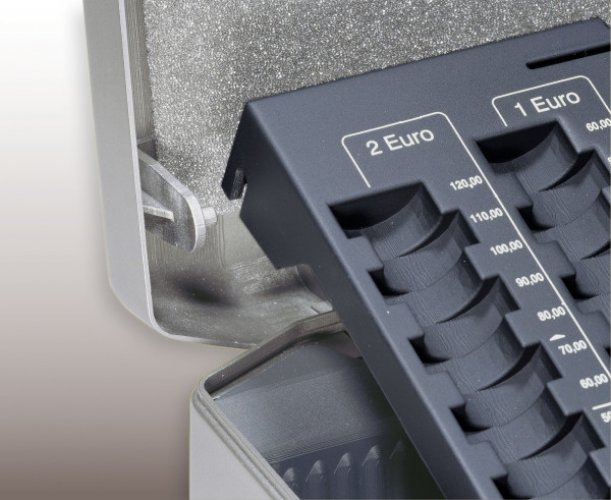 Rahalipas Durablen kolikkotarjotin ja vaahtomuovi